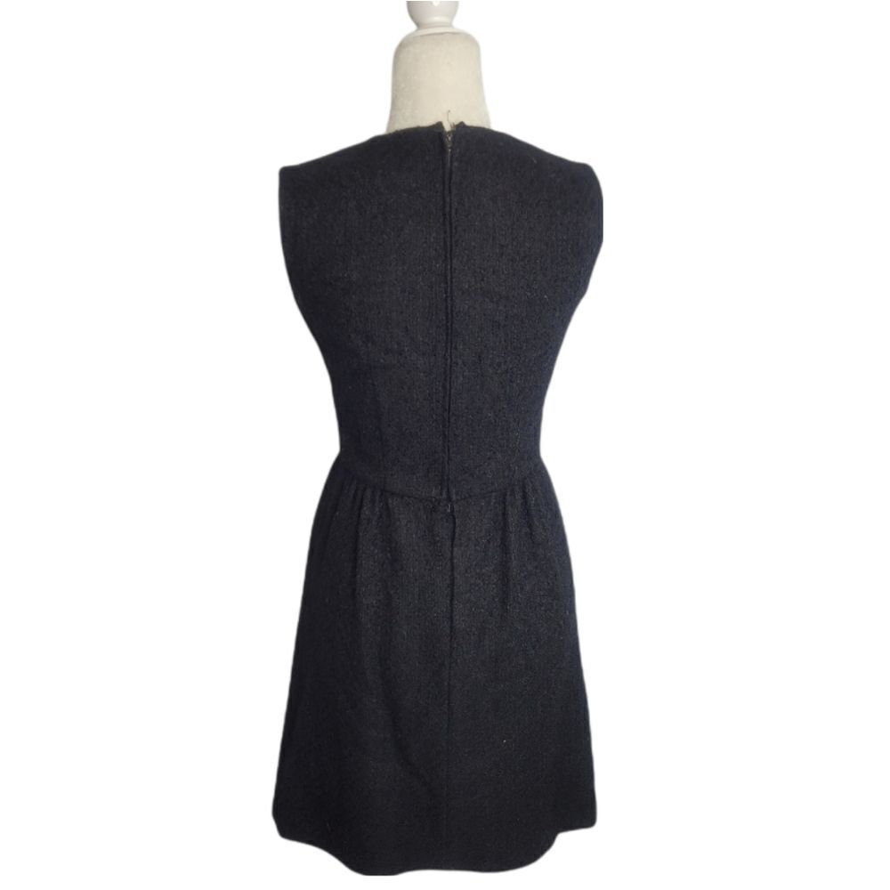 VINTAGE 60s dress Lanz black sleeveless textured mini S - Picture 2 of 13